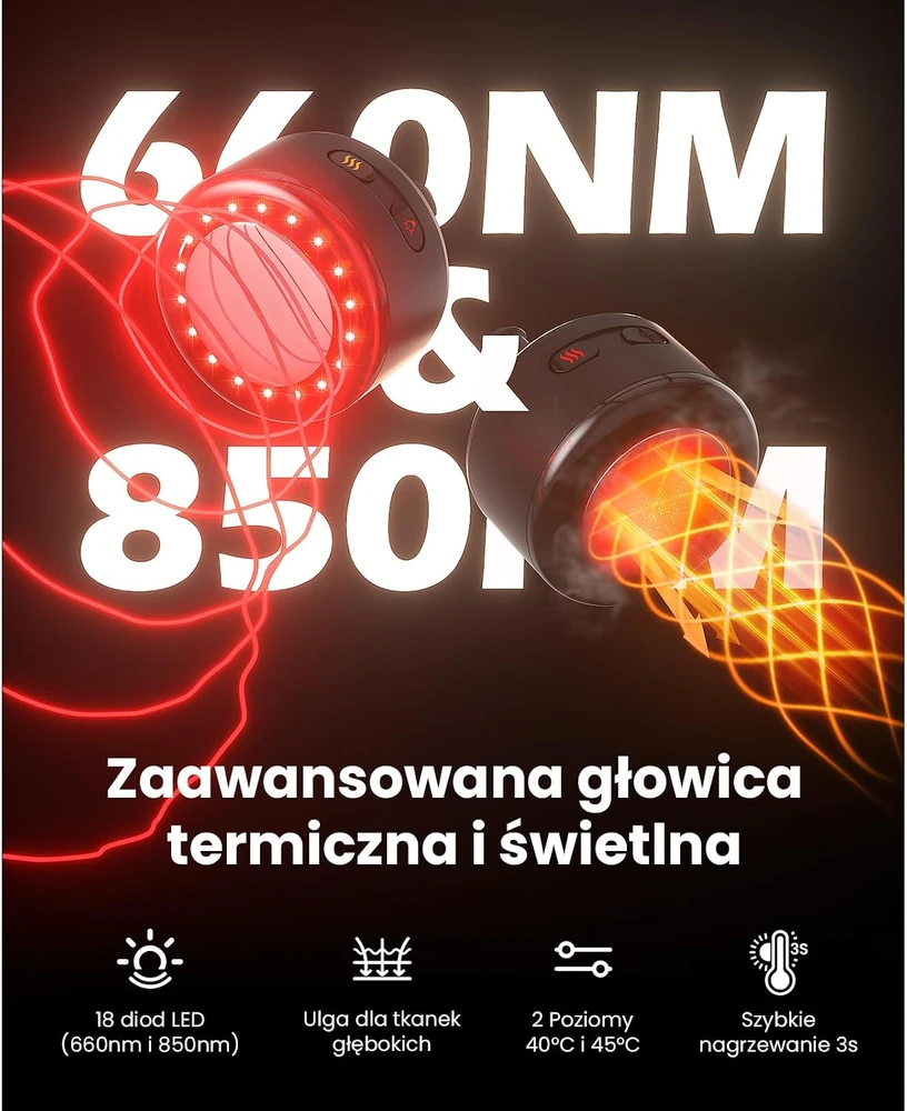 BOB AND BRAD masažinis pistoletas su šildymu ir raudona šviesa L7 Ultra