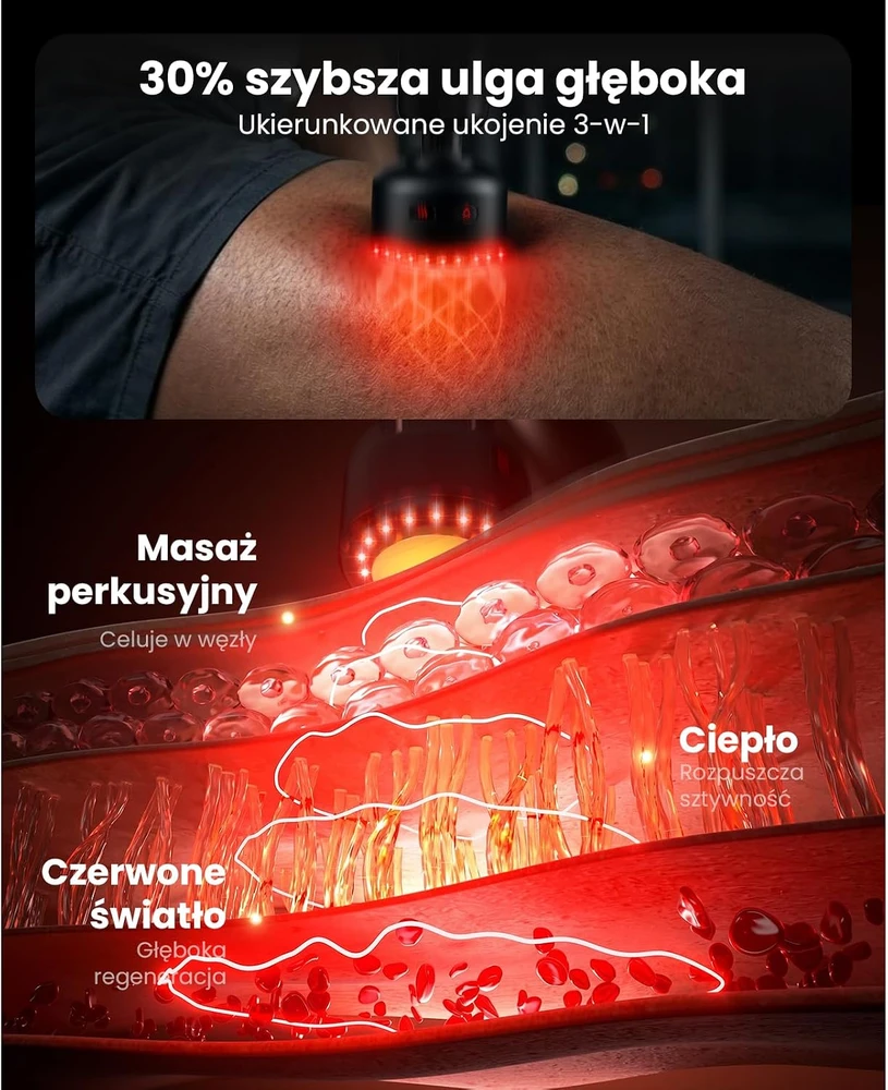 BOB AND BRAD masažinis pistoletas su šildymu ir raudona šviesa L7 Ultra