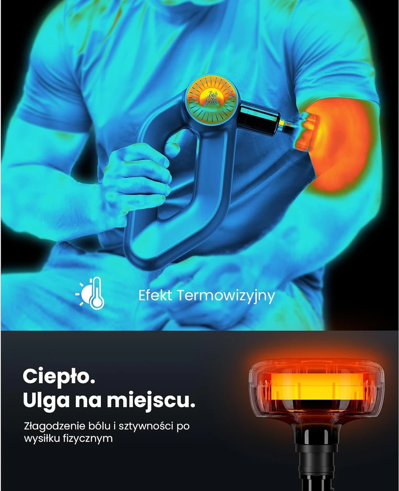 BOB AND BRAD masažinis pistoletas su šilumos terapija, 16 mm amplitudė, D6 Pro Plus