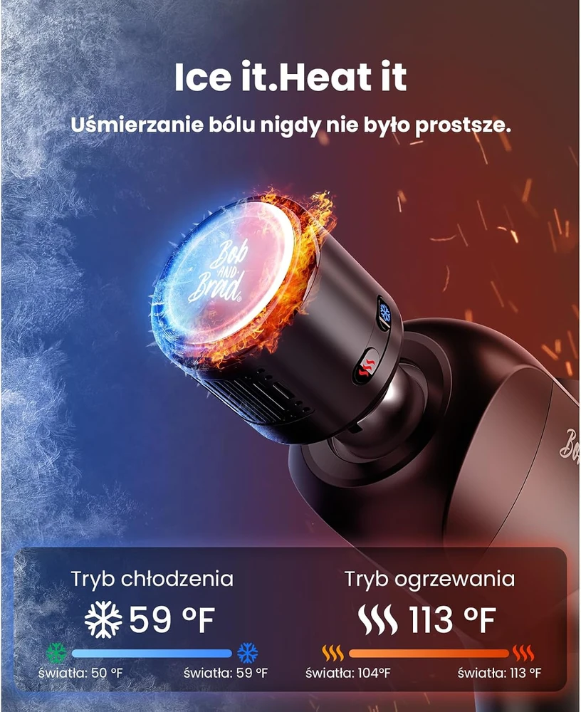 BOB AND BRAD masažinis pistoletas X6 Pro Max su šildymo ir vėsinimo funkcija, 120 W