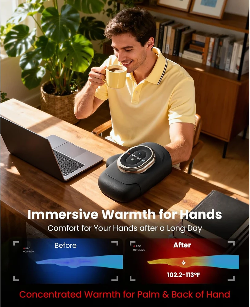 BOB AND BRAD rankų masažuoklis su kompresija, šildymu iki 42 °C ir USB-C, H50