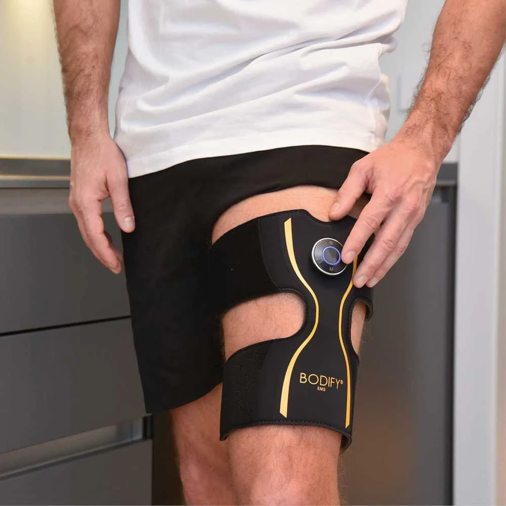 Bodify EMS Noga Trainer Pro elektromiostimuliacijos diržas kojų raumenims, neopreninis, juodas
