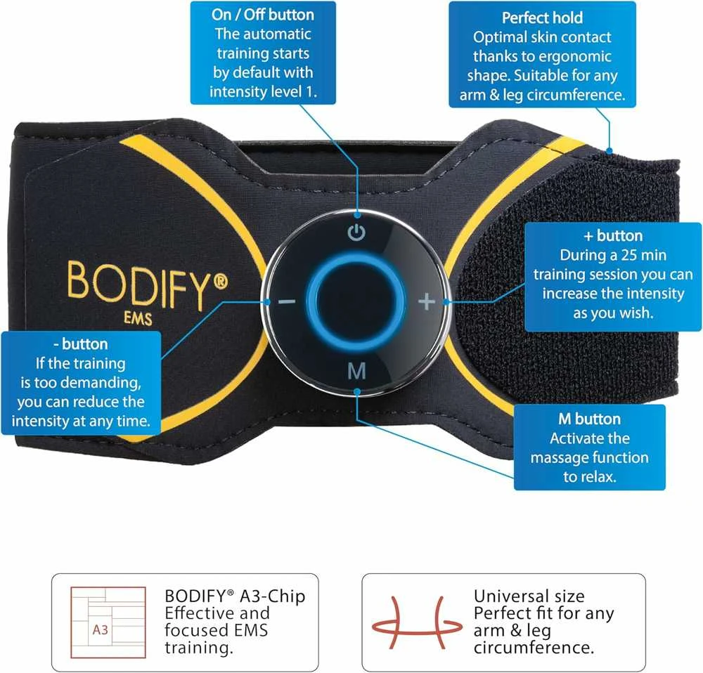 Bodify EMS raumenų treniruoklis rankoms ir kojoms 2-in-1, pilkas