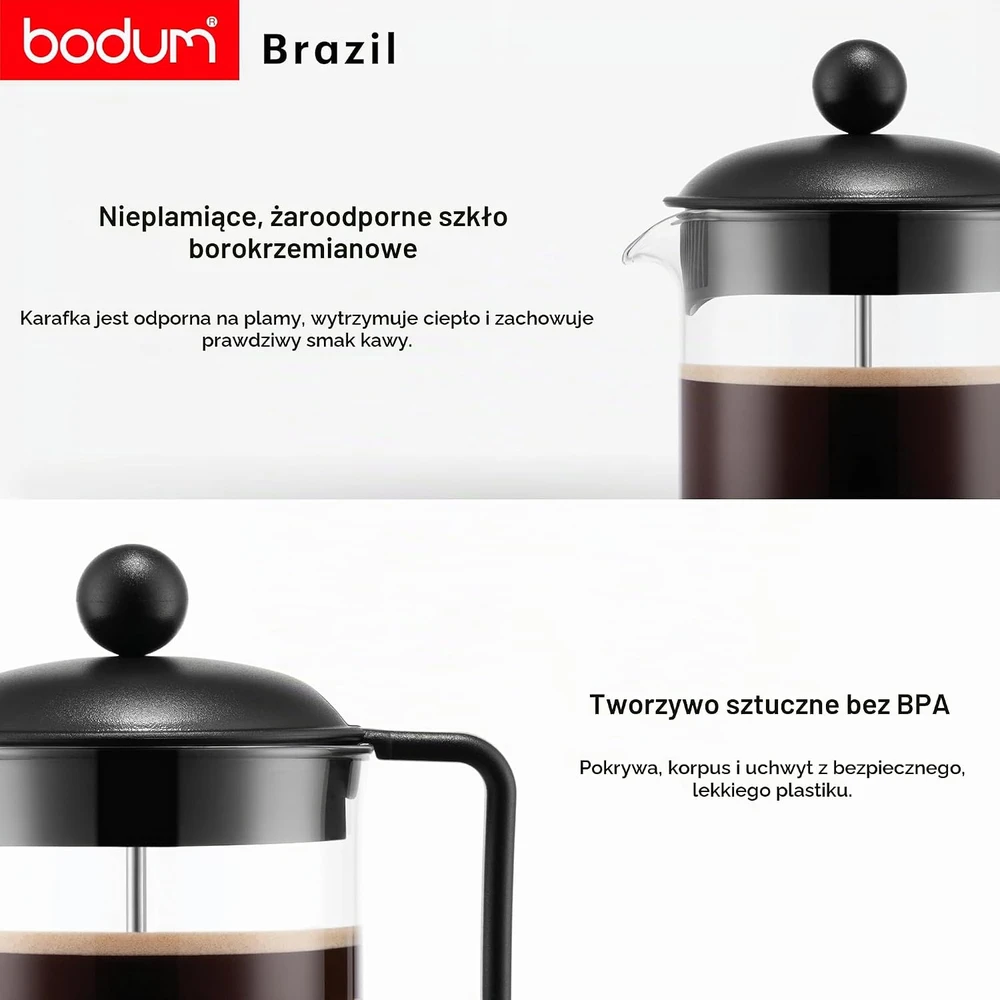 Bodum Brazil prancūziškas kavos presas 1 l, 8 puodeliams, K1548-01