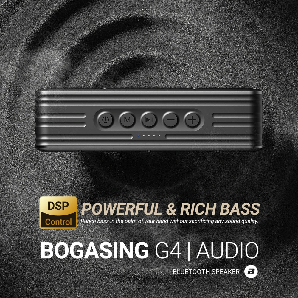 Bogasing belaidė Bluetooth kolonėlė 50 W, IPX7 atsparumas vandeniui, 24 h grojimo laikas, Bluetooth 5.3, AUX, TF, G4