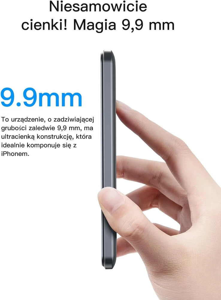 Bolvunes magnetinis belaidis išorinis akumuliatorius 5000 mAh 15 W, USB-C, su skaitmeniniu ekranu, Qi2, MagSafe