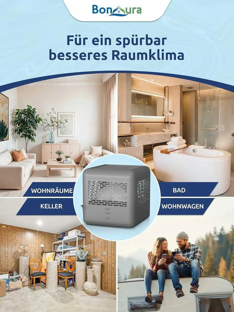 BonAura AirOne Select elektros nereikalaujantis oro sausintuvas, 4 vnt., iki 40 m², su 8 x 400g užpildais