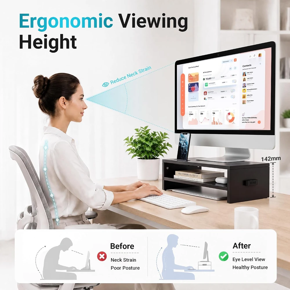 BONTEC dviejų lygių monitoriaus stovas su klaviatūros dėklu, iki 29,94 kg, FBA_MTR-S2
