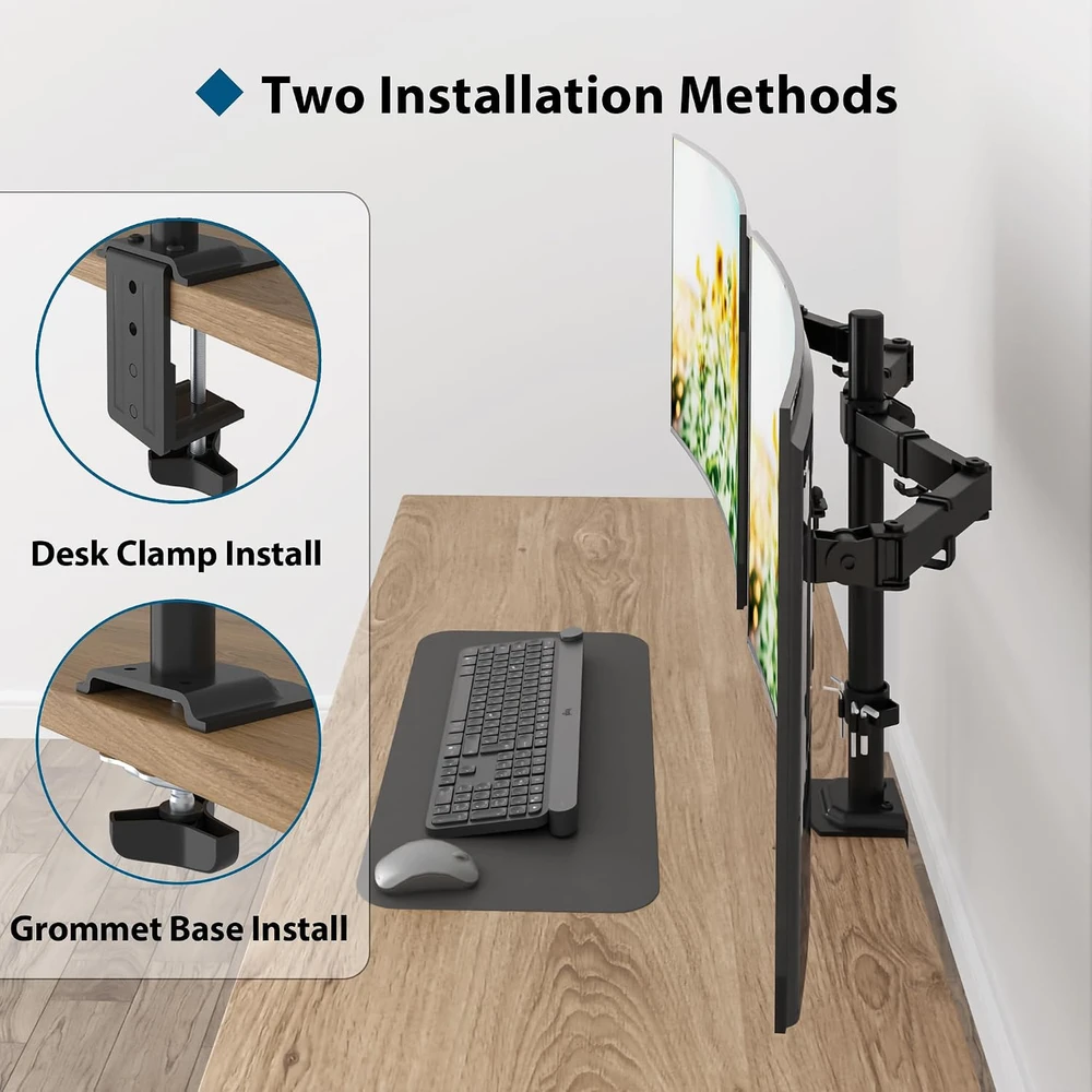 BONTEC dviejų monitorių stalo laikiklis 13–27 col., VESA 75/100 mm, iki 8kg B07PN8XQ78