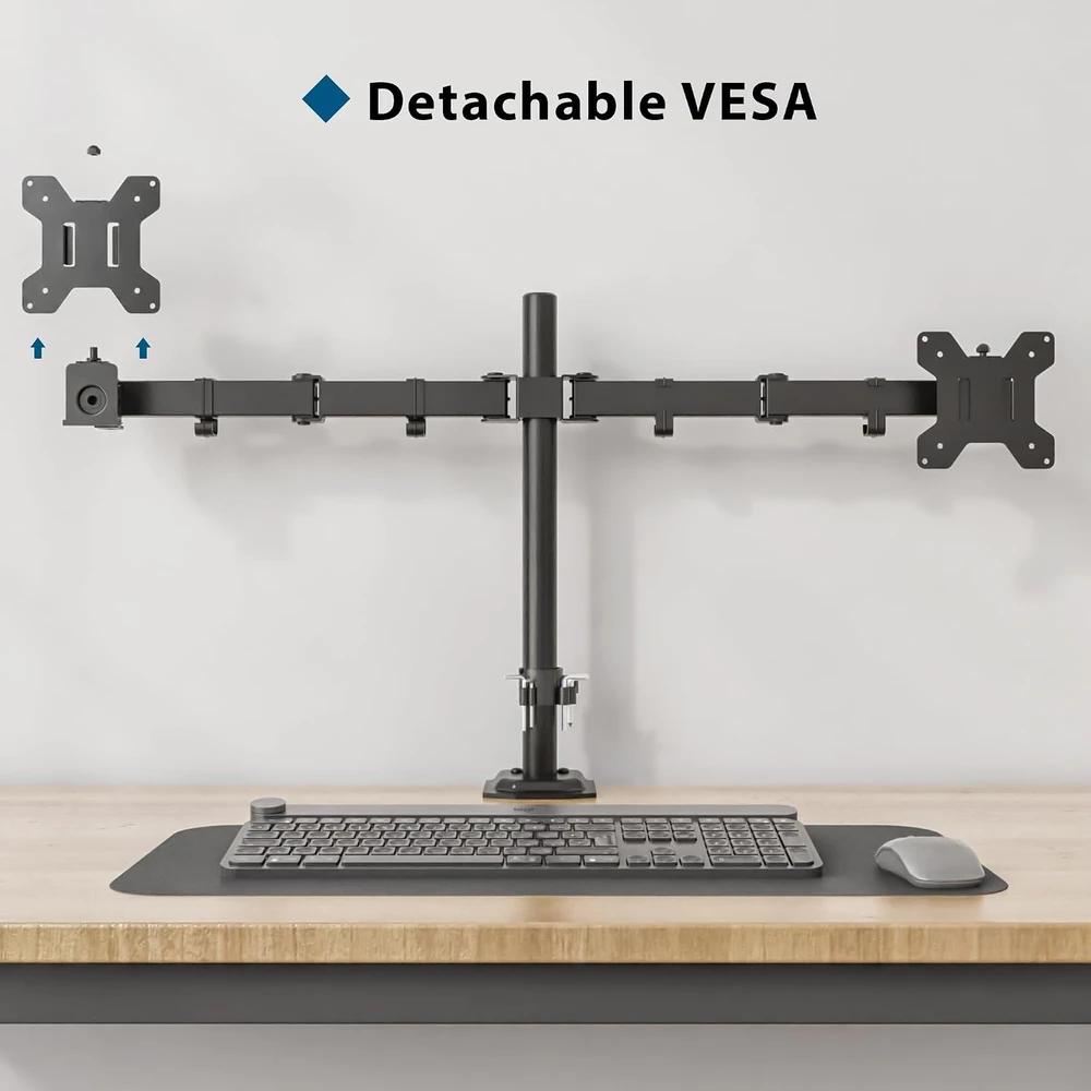 BONTEC dviejų monitorių stalo laikiklis 13–27 col., VESA 75/100 mm, iki 8kg B07PN8XQ78