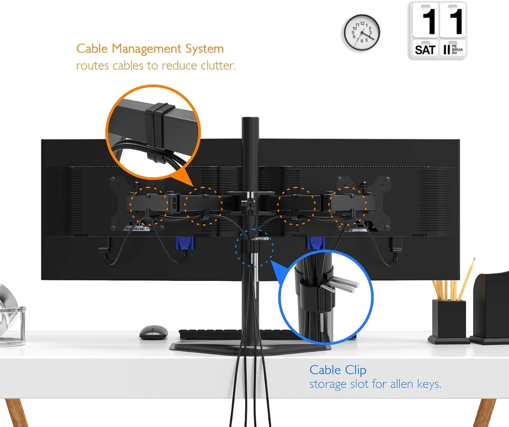 BONTEC dvigubas stalinis monitorių laikiklis 13–27 col., VESA 75 × 75/100 × 100 mm, MFS 002