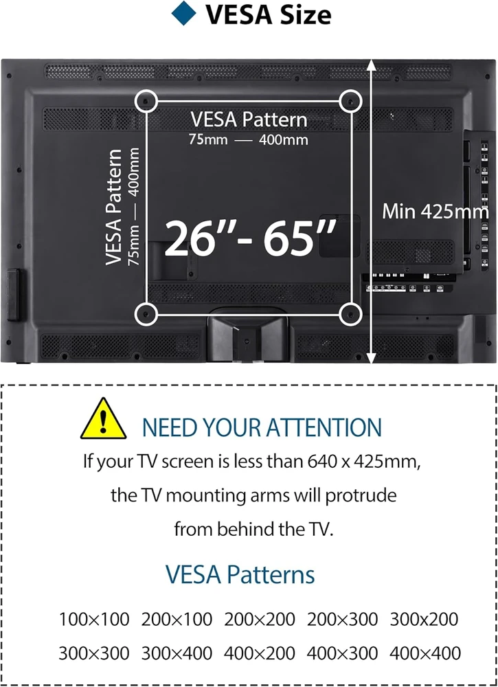 BONTEC lubinis televizoriaus laikiklis 26–65 col., VESA 100 × 100–400 × 400, CTM01-v02-FBA