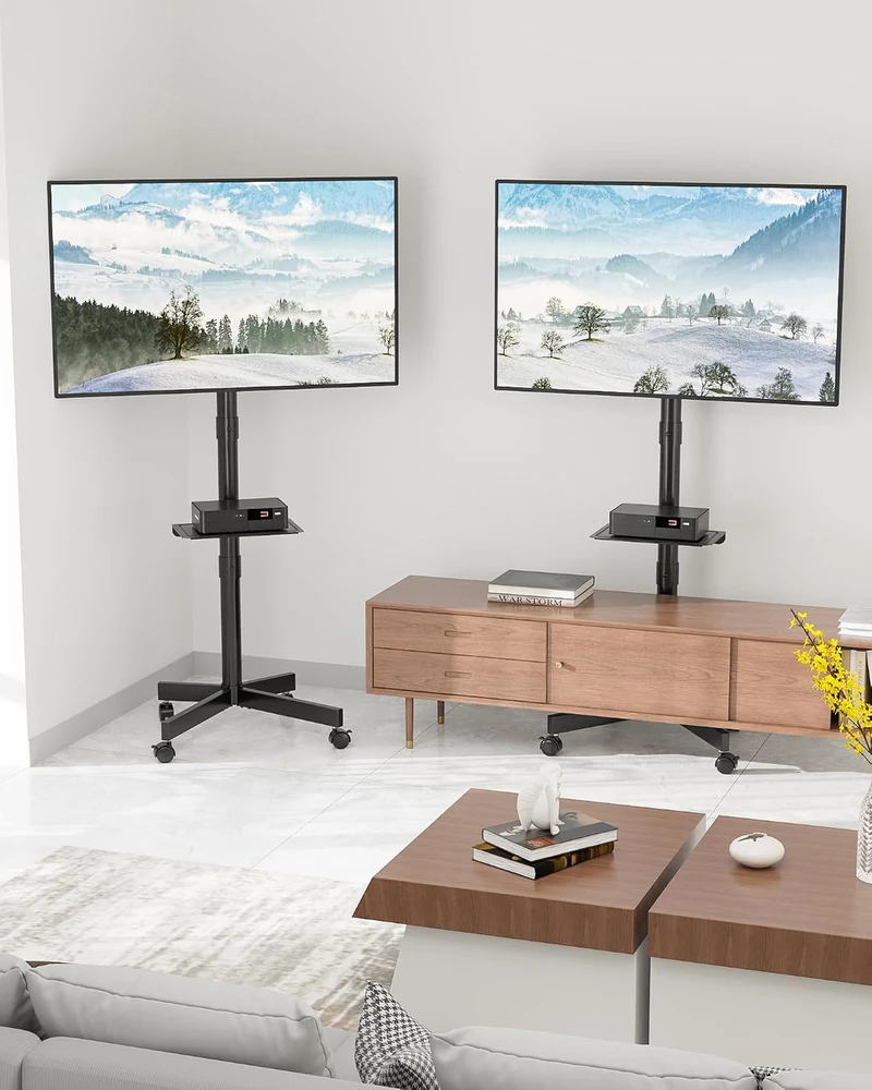 BONTEC mobilus televizoriaus stovas su ratukais 23–60 colių, VESA 400 × 400 mm, TC004B
