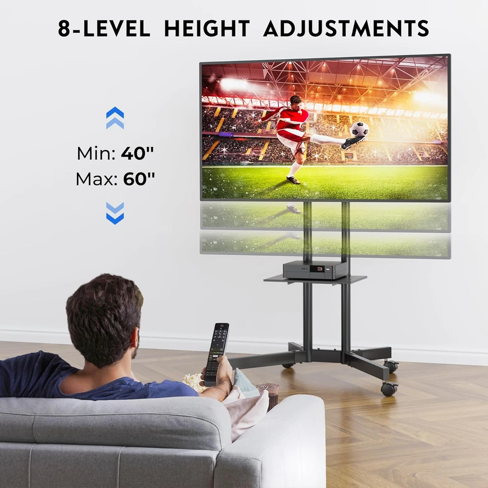 BONTEC mobilus televizoriaus stovas su ratukais 32–85 col. televizoriams, iki 55 kg, FN611-FBA