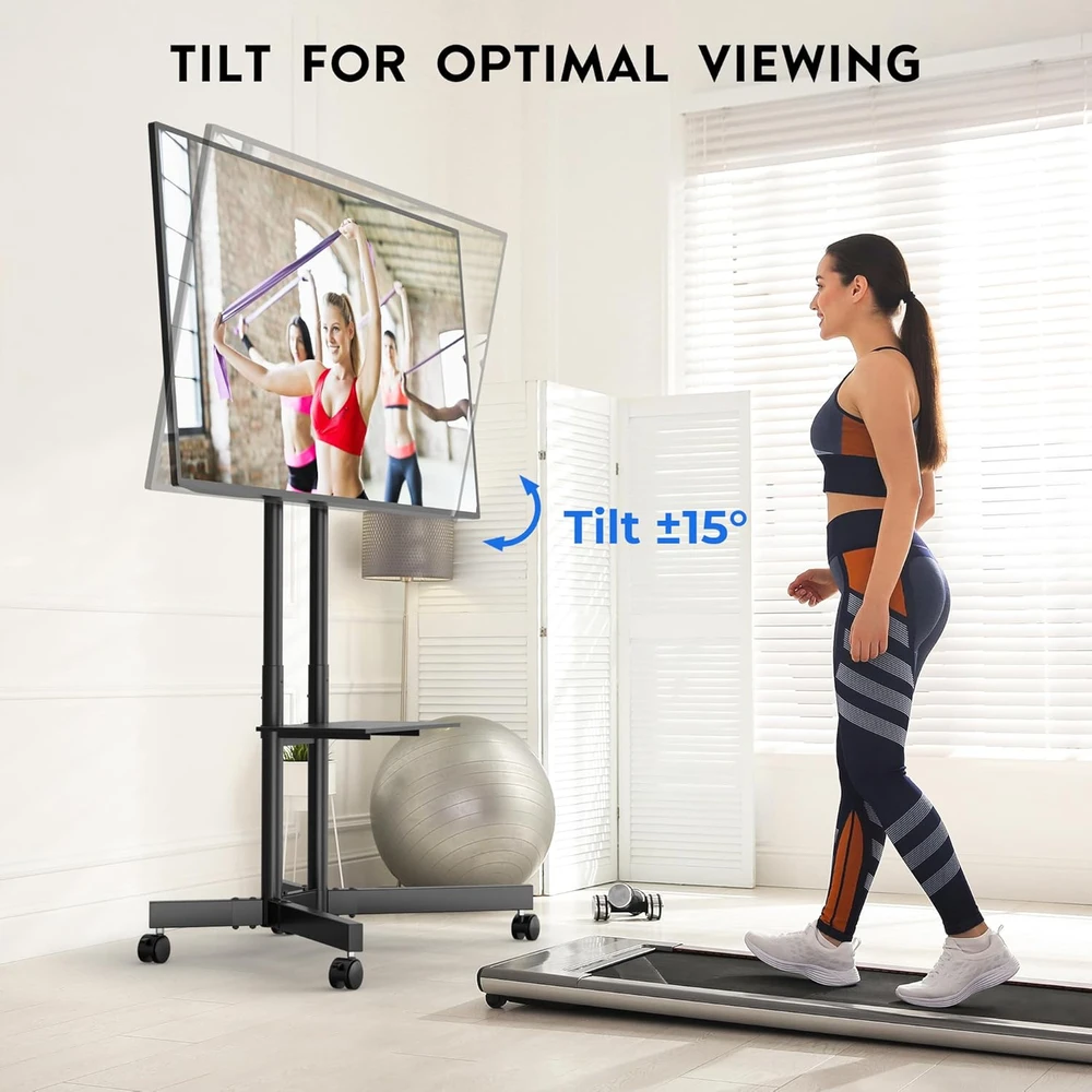 BONTEC mobilus televizoriaus stovas su ratukais 32–85 col. televizoriams, iki 55 kg, FN611-FBA
