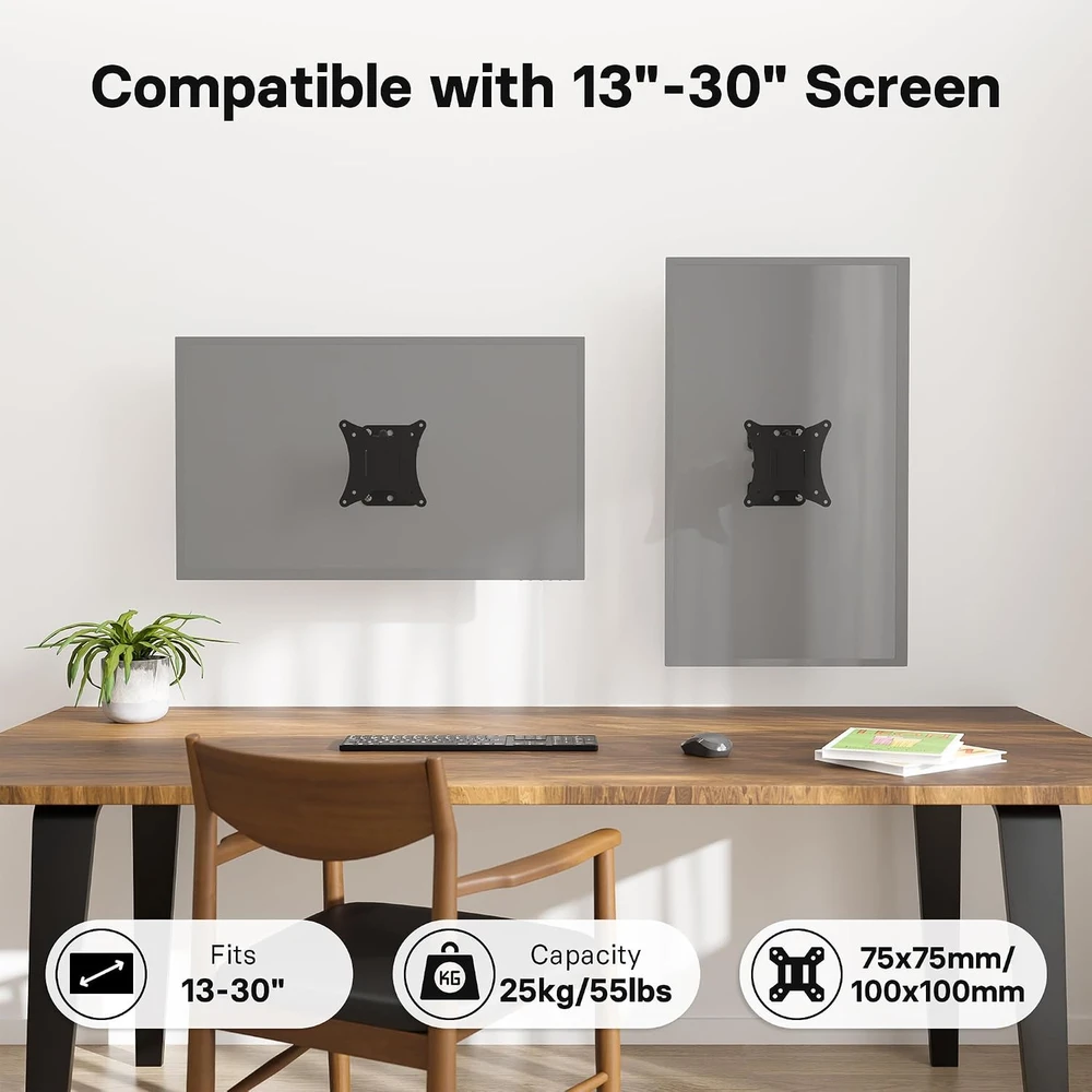 BONTEC sieninis televizoriaus ir monitoriaus laikiklis 13–30 colių, VESA 75/100 mm, iki 25 kg, 236