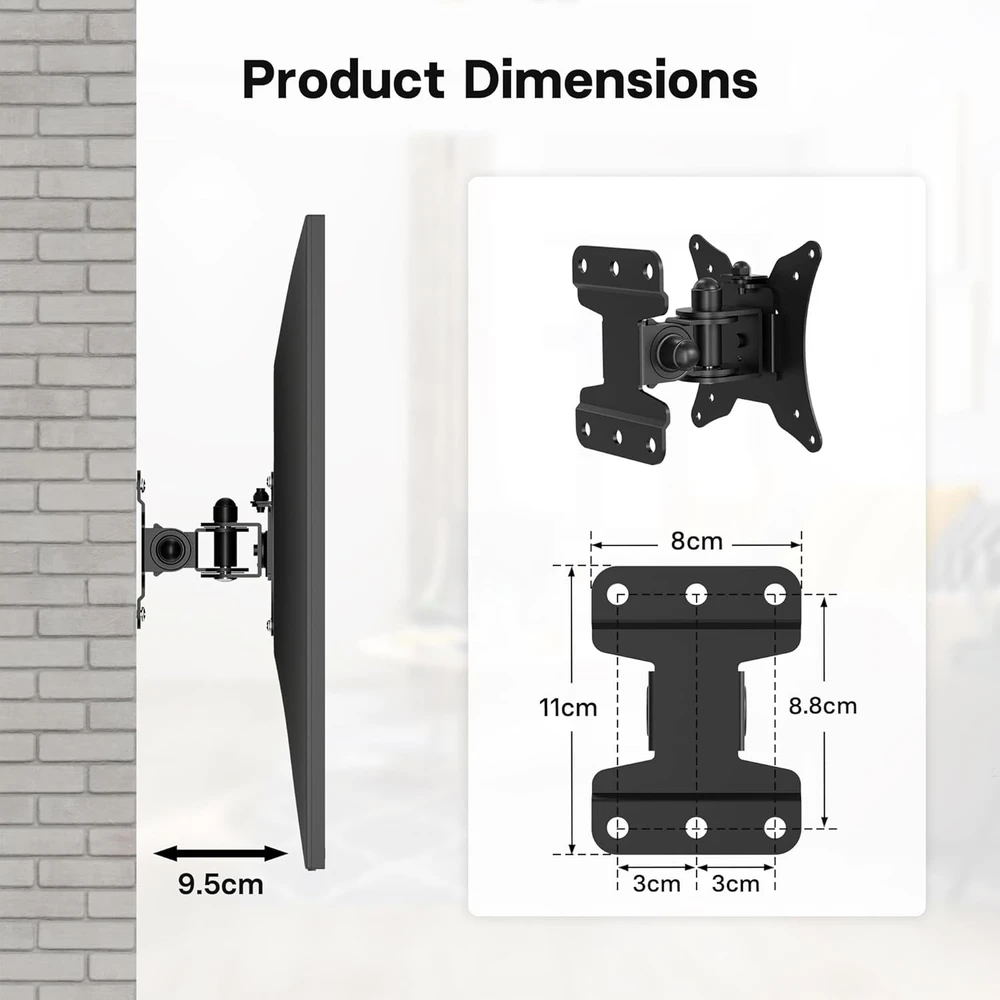 BONTEC sieninis televizoriaus ir monitoriaus laikiklis 13–30 colių, VESA 75/100 mm, iki 25 kg, 236