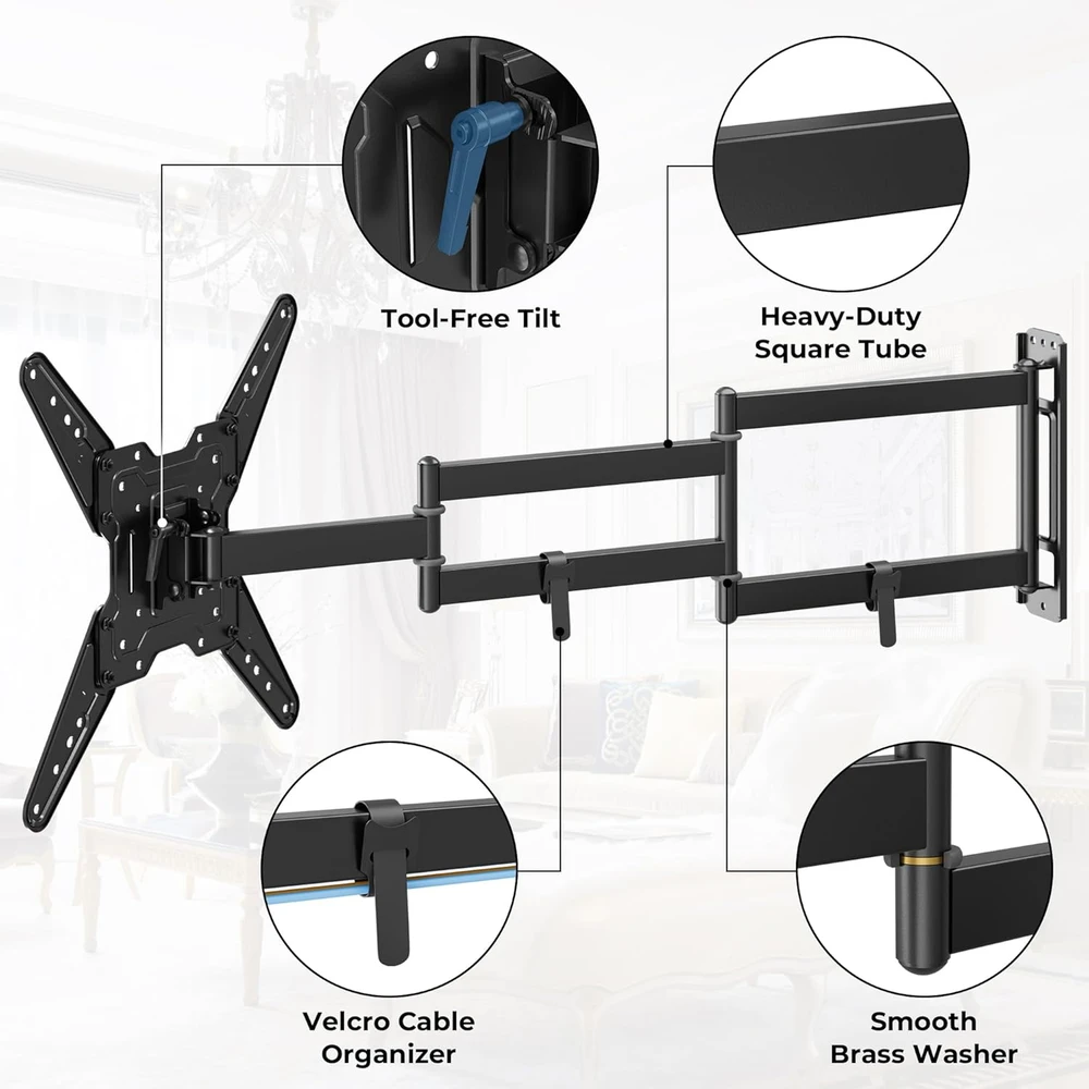 BONTEC sieninis televizoriaus laikiklis 26–65 col., iki 35 kg, VESA 200 × 200–400 × 400 mm, CT140L-FBA
