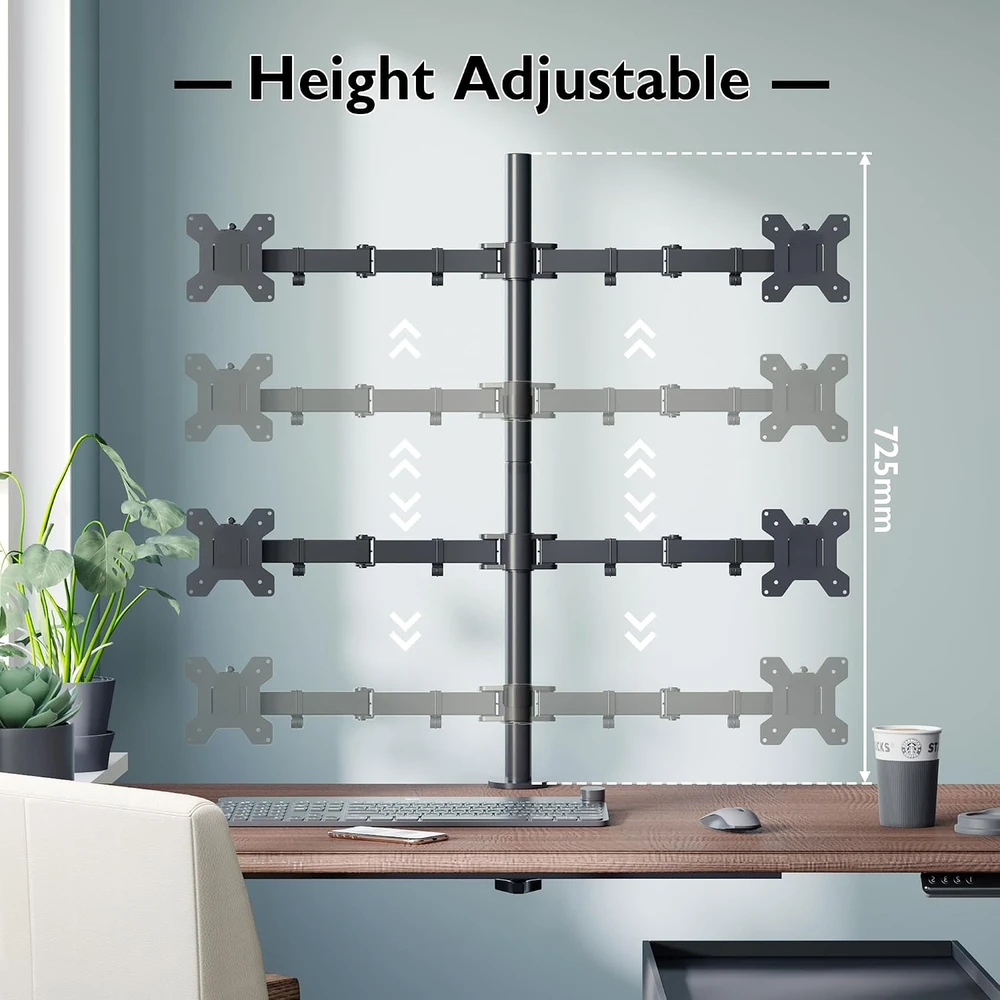 BONTEC stalinis laikiklis 4 monitoriams 13–27 colių, VESA 75 × 75/100 × 100, MDM004