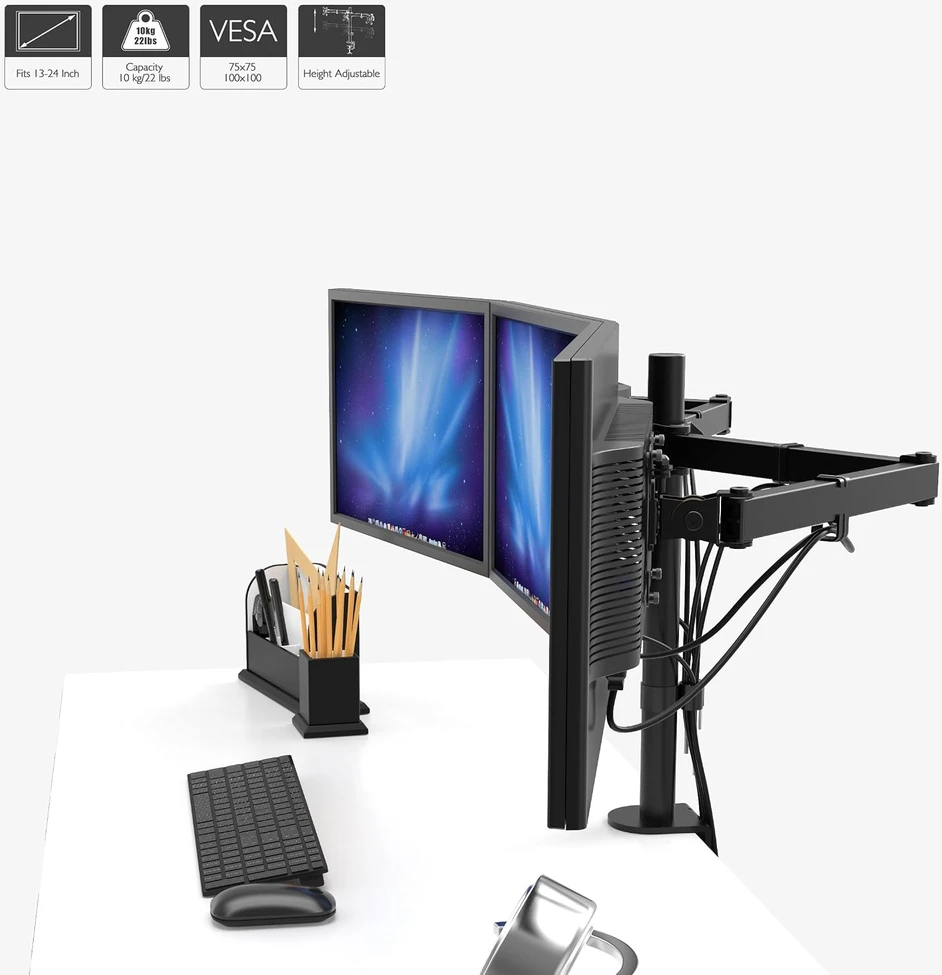 BONTEC stalinis laikiklis trims 13–24 colių monitoriams, VESA 75 × 75/100 × 100, MDM003