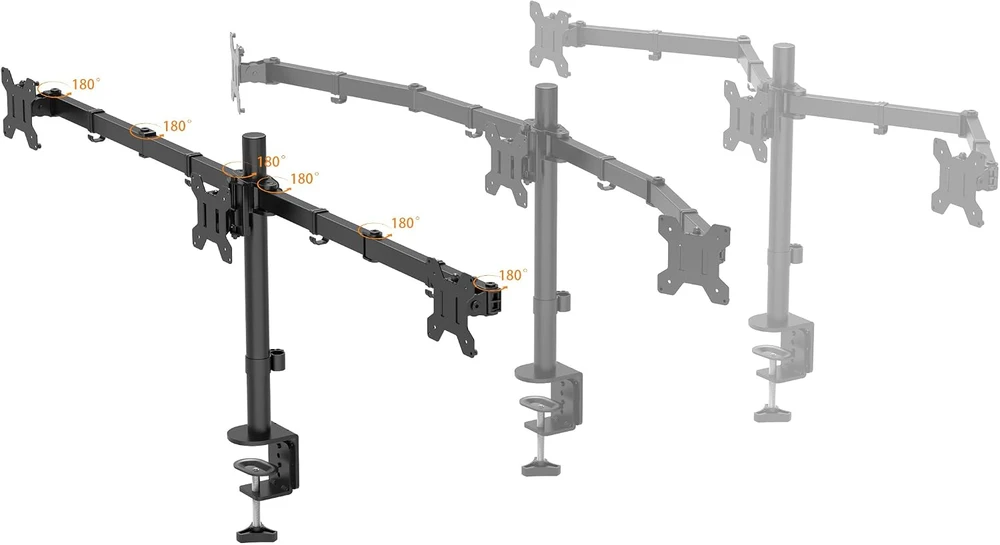 BONTEC stalinis laikiklis trims 13–24 colių monitoriams, VESA 75 × 75/100 × 100, MDM003