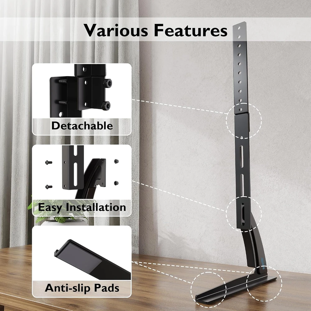 BONTEC televizoriaus stovas 22–65 colių, VESA 50 × 50–800 × 400 mm, iki 50 kg, TV02