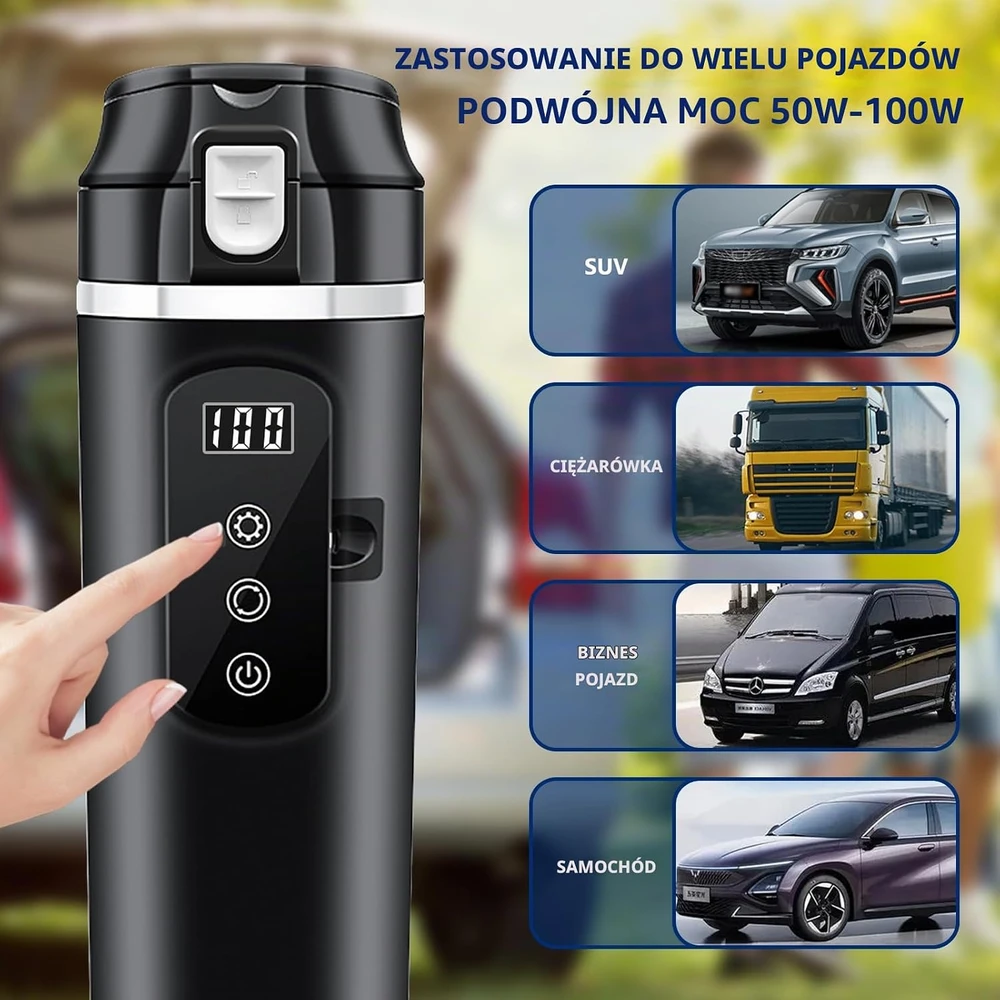 BORDEAG automobilinis elektrinis virdulys 500 ml 12–24 V su LCD ekranu CAN-XR-cshuihu2