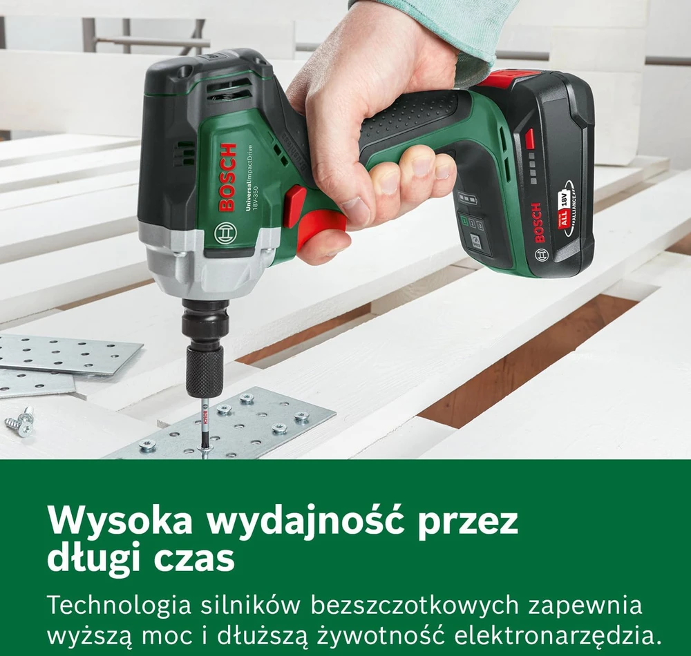 Bosch smūginis veržliasukis UniversalImpactDrive 18V-350 be akumuliatoriaus ir kroviklio + 3 sukimo galvutės