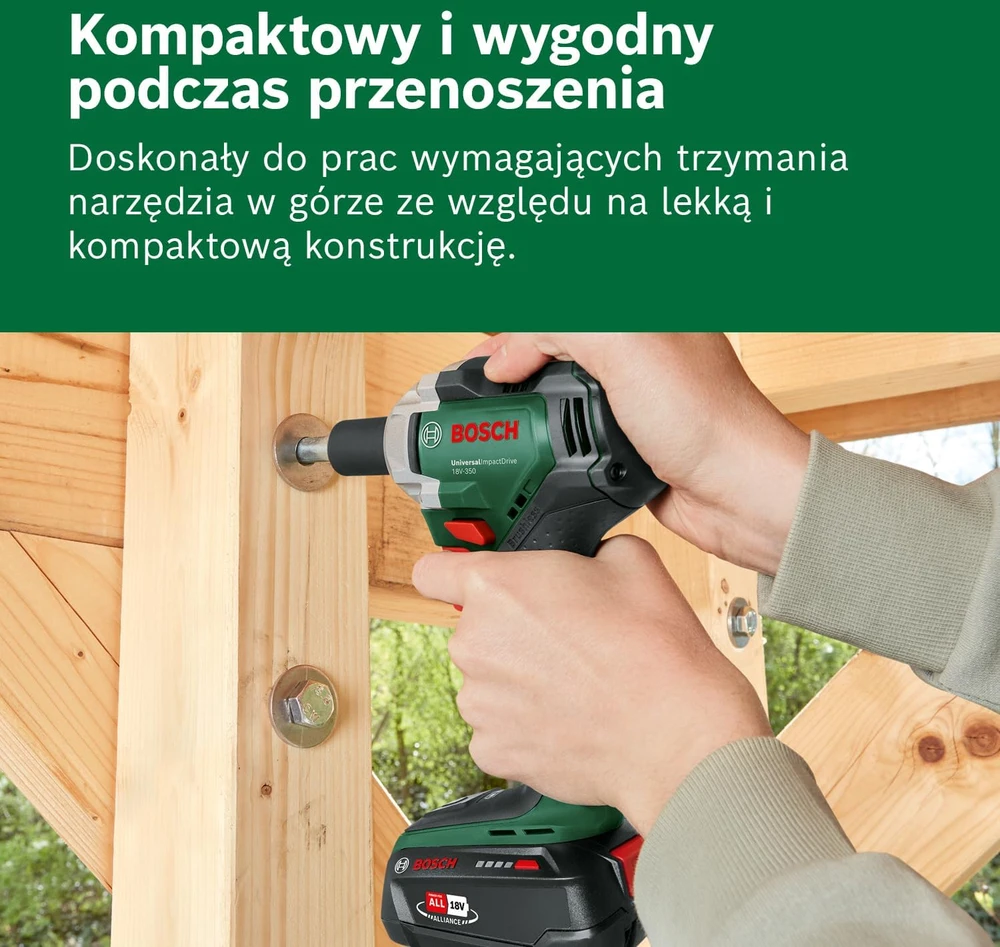 Bosch smūginis veržliasukis UniversalImpactDrive 18V-350 be akumuliatoriaus ir kroviklio + 3 sukimo galvutės