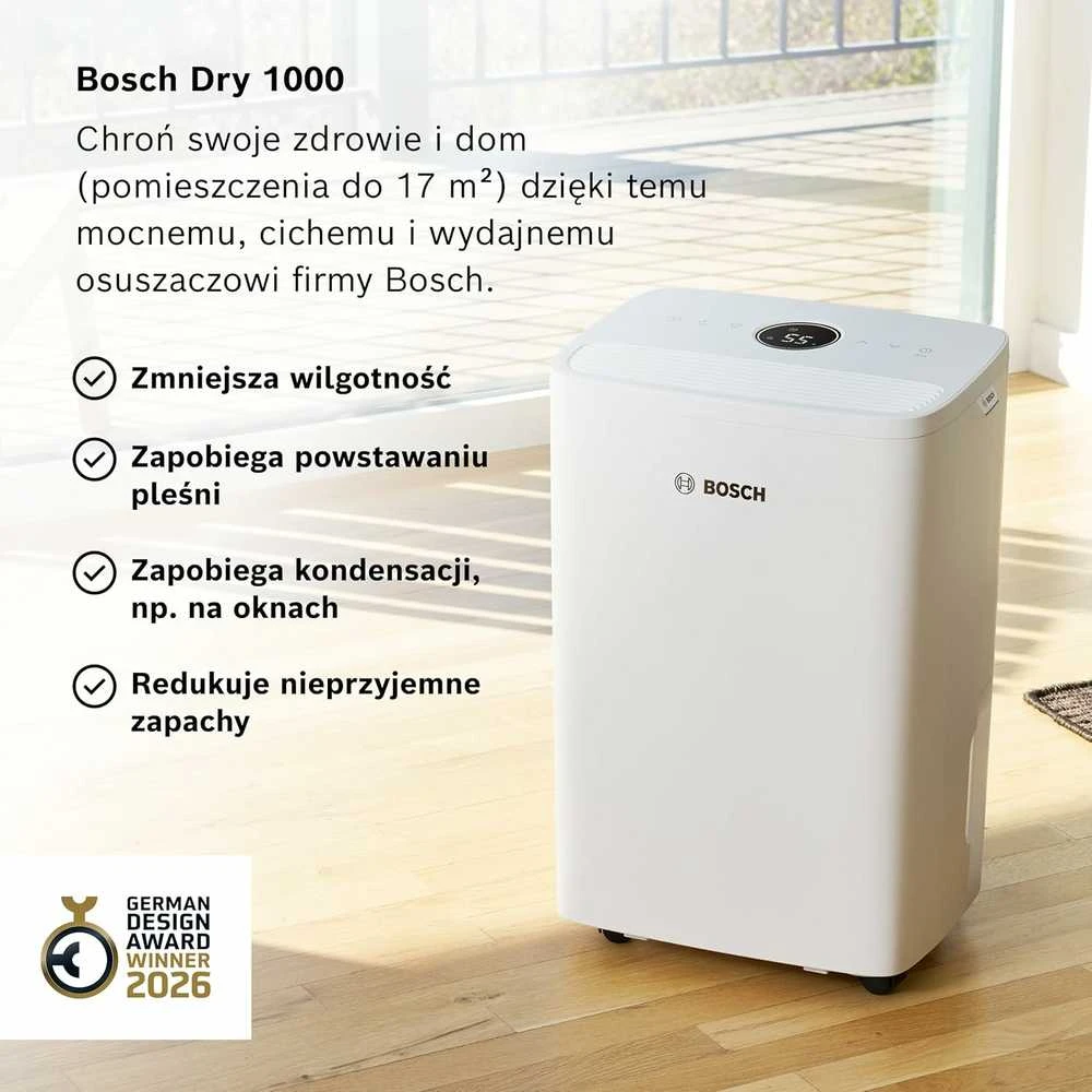Bosch Dry 1000 oro sausintuvas, 10 l/para, 2.5 l bakelis, iki 17 m² patalpoms