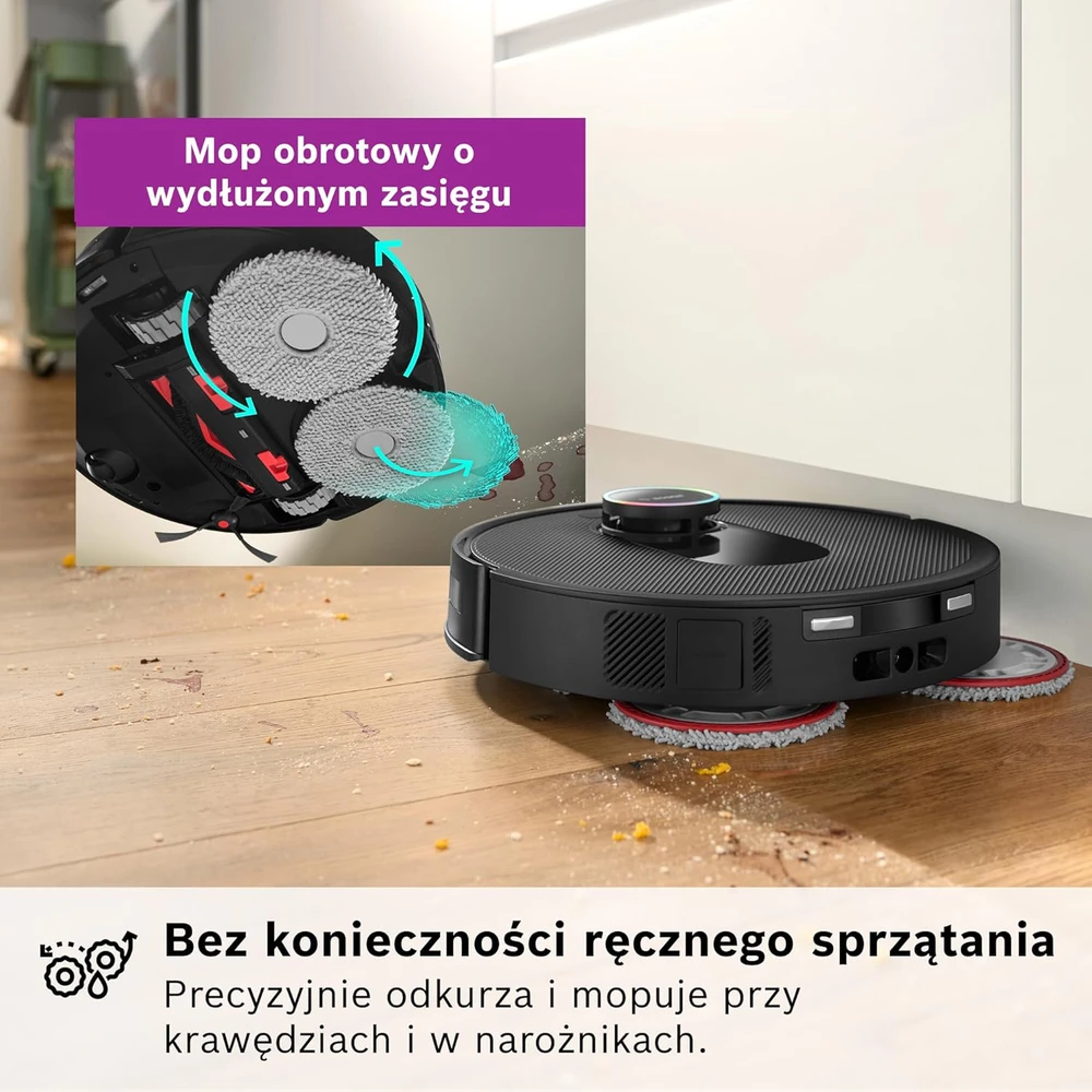 Bosch dulkių siurblys robotas su plovimo funkcija, 11000 Pa siurbimo galia, Smart Vision navigacija, BCRDW3BX