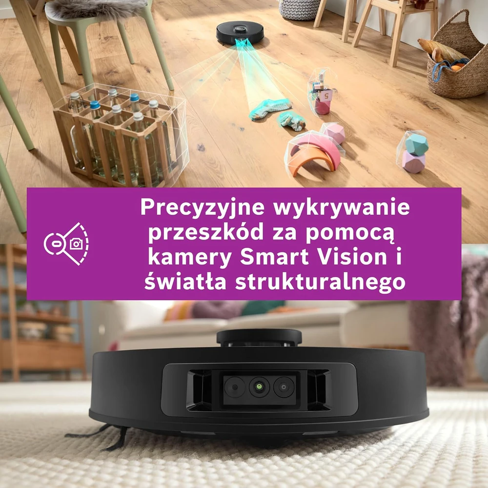 Bosch dulkių siurblys robotas su plovimo funkcija, 11000 Pa siurbimo galia, Smart Vision navigacija, BCRDW3BX