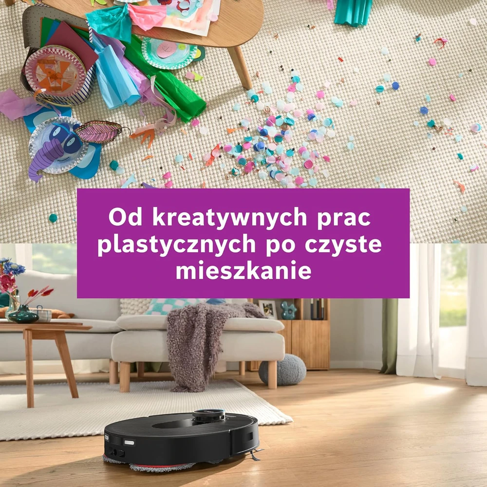 Bosch dulkių siurblys robotas su plovimo funkcija, 11000 Pa siurbimo galia, Smart Vision navigacija, BCRDW3BX