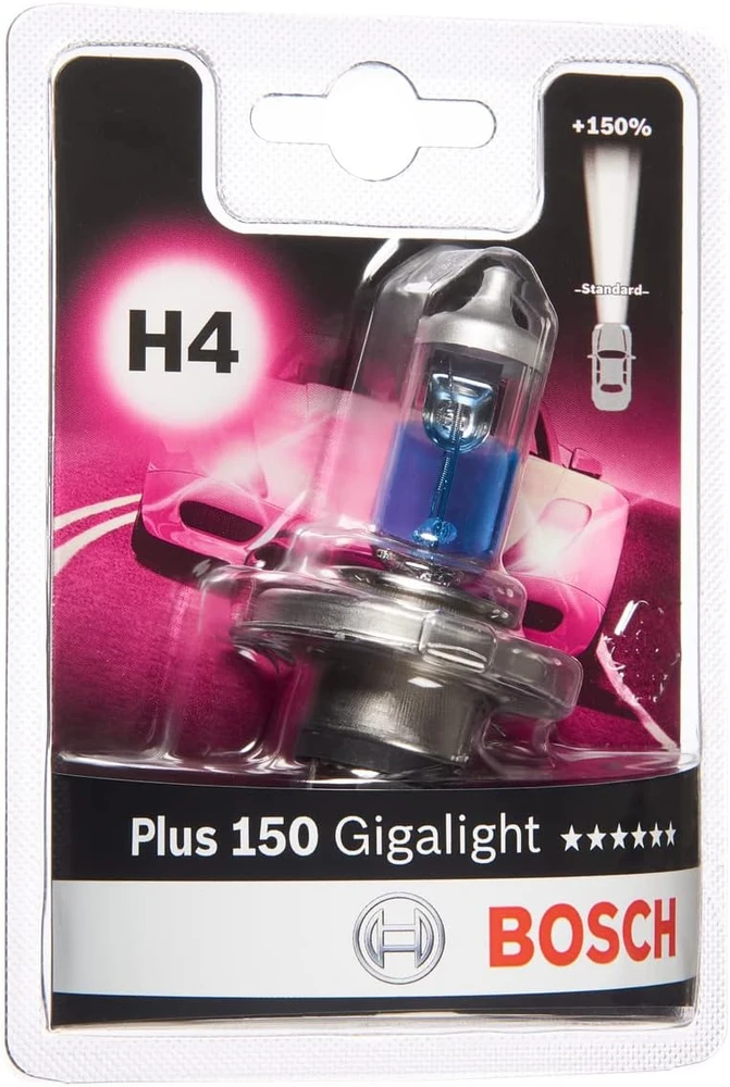Bosch H4 halogeninė automobilio priekinio žibinto lemputė 12 V 60/55 W Plus 150 1987301136