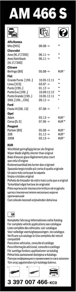 Bosch priekinės automobilio valytuvų šluotelės 650 mm ir 380 mm 3 397 007 466