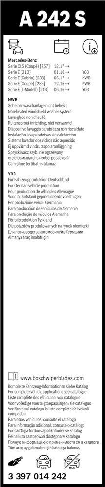 Bosch priekiniai automobilio valytuvai Aerotwin 600/550 mm, Top Lock, A242S