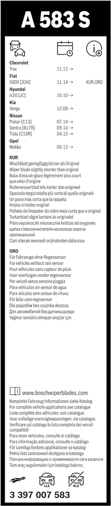 Bosch priekinio stiklo valytuvų šluotelės Aerotwin 650/340 mm 3 397 007 583
