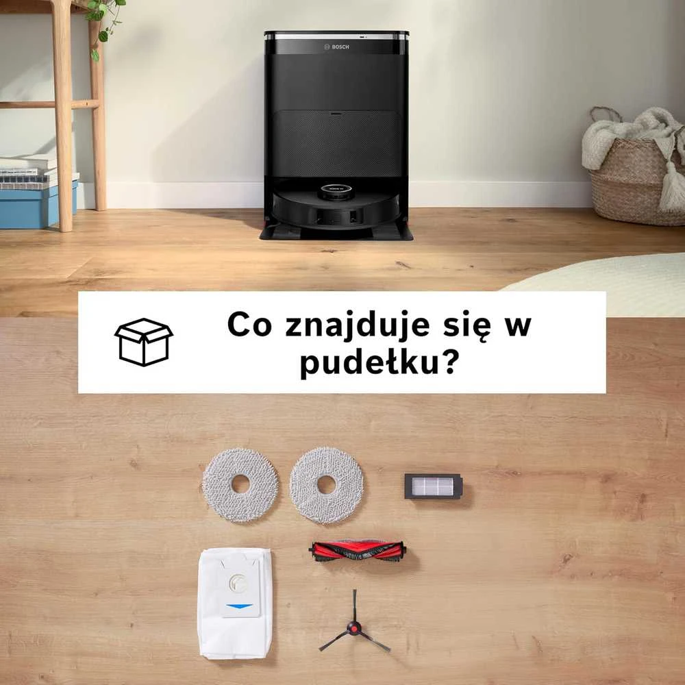 Bosch robotas dulkių siurblys Spotless Max su mopavimo funkcija, 11000 Pa siurbimo galia, juodas, BCRDW3B
