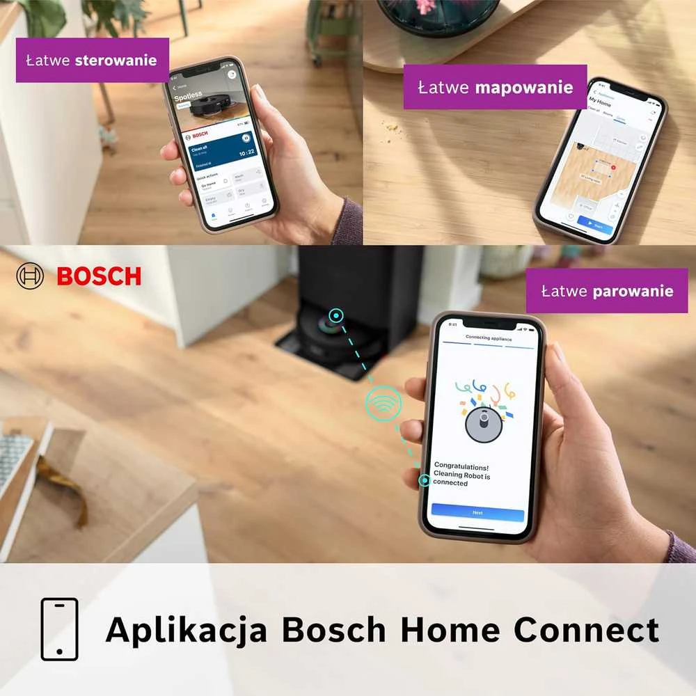 Bosch robotas dulkių siurblys Spotless Max su mopavimo funkcija, 11000 Pa siurbimo galia, juodas, BCRDW3B