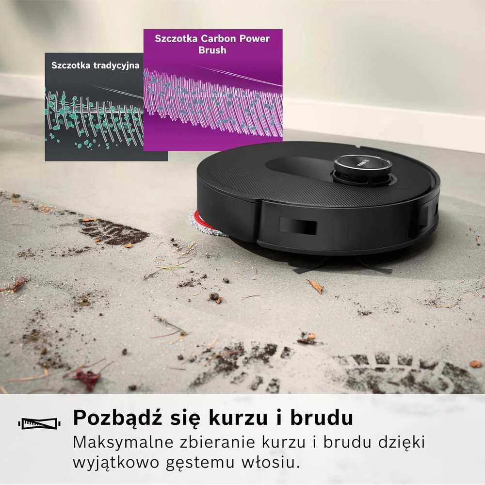 Bosch robotas dulkių siurblys Spotless Max su mopavimo funkcija, 11000 Pa siurbimo galia, juodas, BCRDW3B