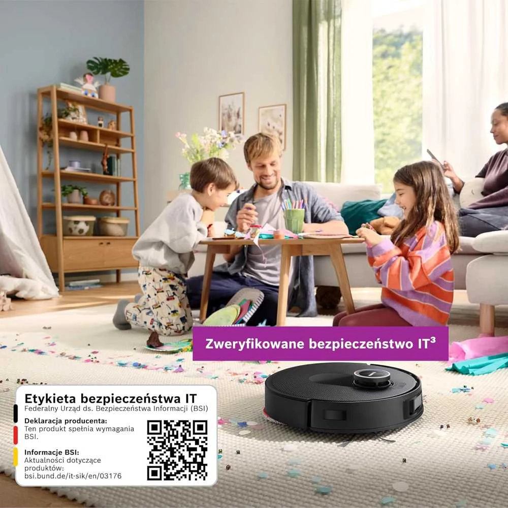Bosch robotas dulkių siurblys Spotless Max su mopavimo funkcija, 11000 Pa siurbimo galia, juodas, BCRDW3B