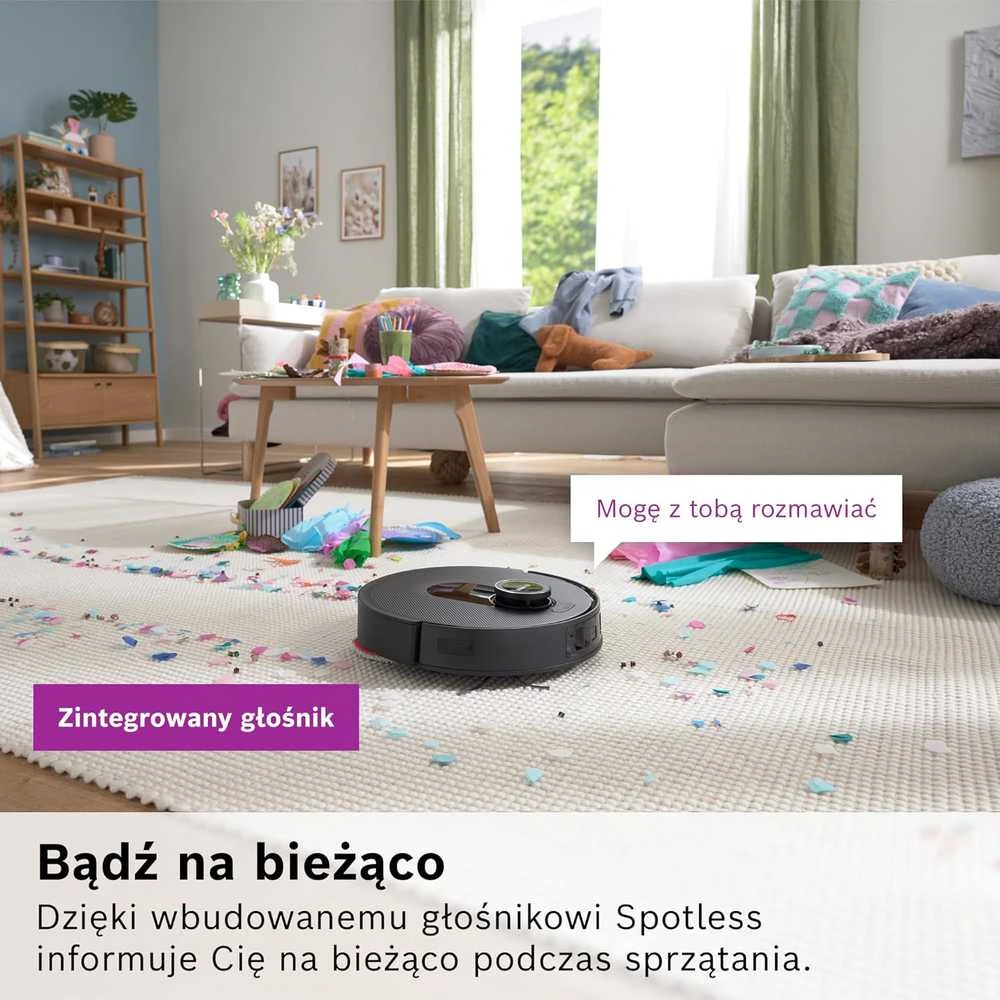 Bosch robotas dulkių siurblys Spotless Max su mopavimo funkcija, 11000 Pa siurbimo galia, juodas, BCRDW3B