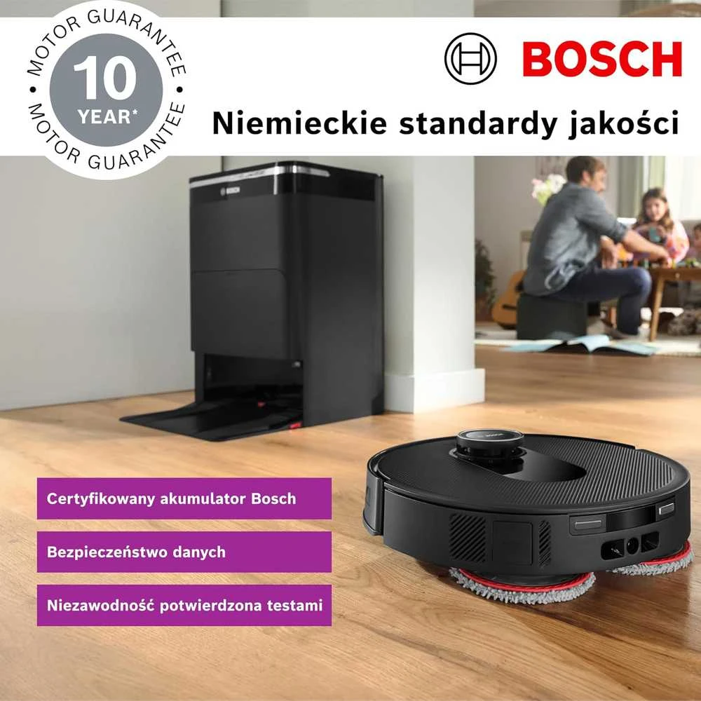 Bosch robotas dulkių siurblys Spotless Max su mopavimo funkcija, 11000 Pa siurbimo galia, juodas, BCRDW3B