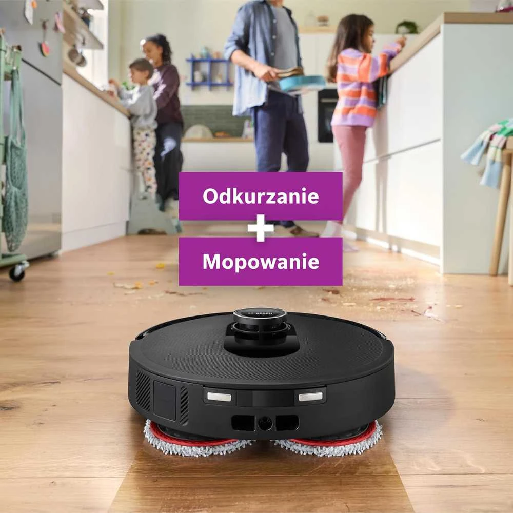 Bosch robotas dulkių siurblys Spotless Max su mopavimo funkcija, 11000 Pa siurbimo galia, juodas, BCRDW3B