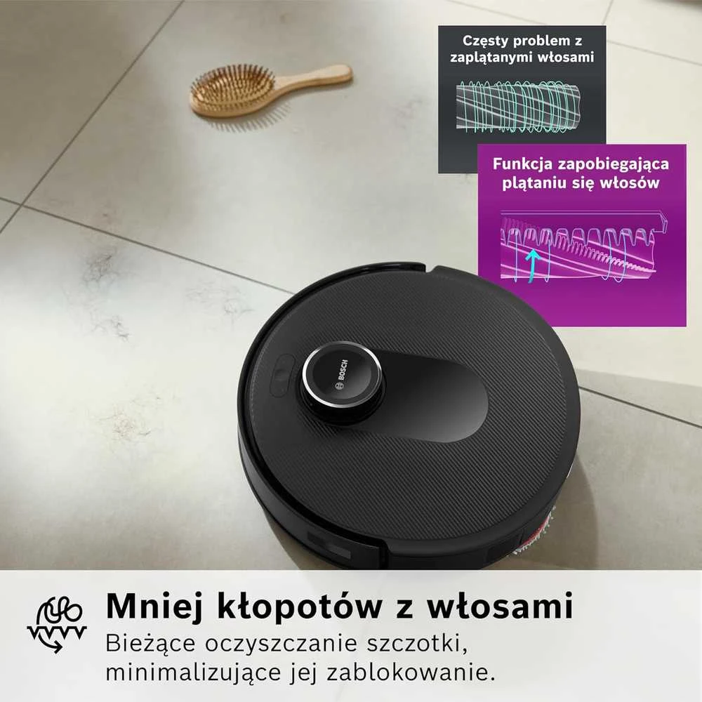 Bosch robotas dulkių siurblys Spotless Max su mopavimo funkcija, 11000 Pa siurbimo galia, juodas, BCRDW3B