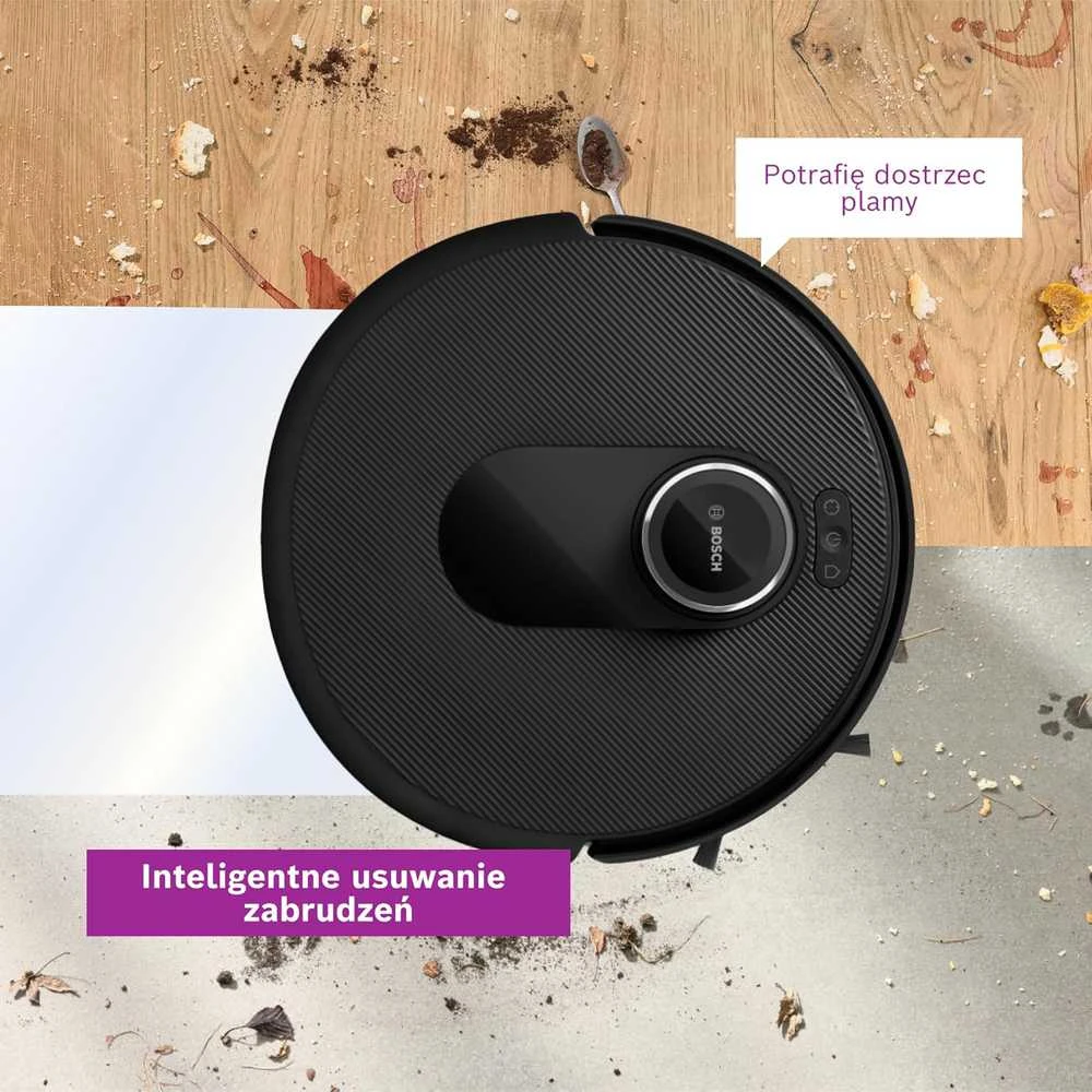 Bosch robotas dulkių siurblys Spotless Max su mopavimo funkcija, 11000 Pa siurbimo galia, juodas, BCRDW3B