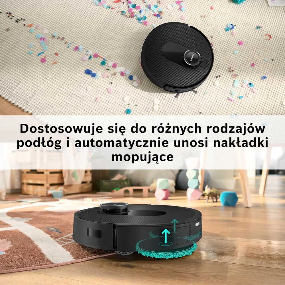 Bosch robotas dulkių siurblys Spotless Max su mopavimo funkcija, 11000 Pa siurbimo galia, juodas, BCRDW3B