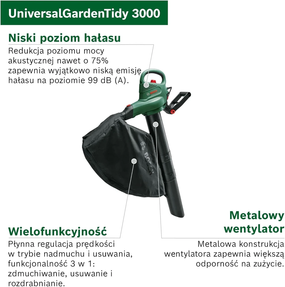 Bosch sodo lapų siurblys-pūstuvas-smulkintuvas 3000 W UniversalGardenTidy 3000 06008B1001