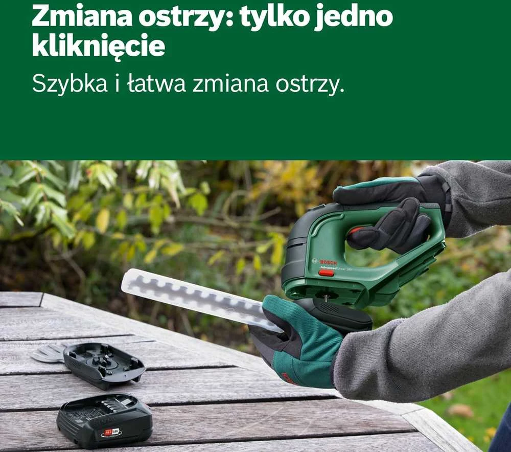 Krūmų ir žolės akumuliatorinių žirkių rinkinys Bosch Advanced Shear 18V-10 Be akumuliatoriaus ir kroviklio