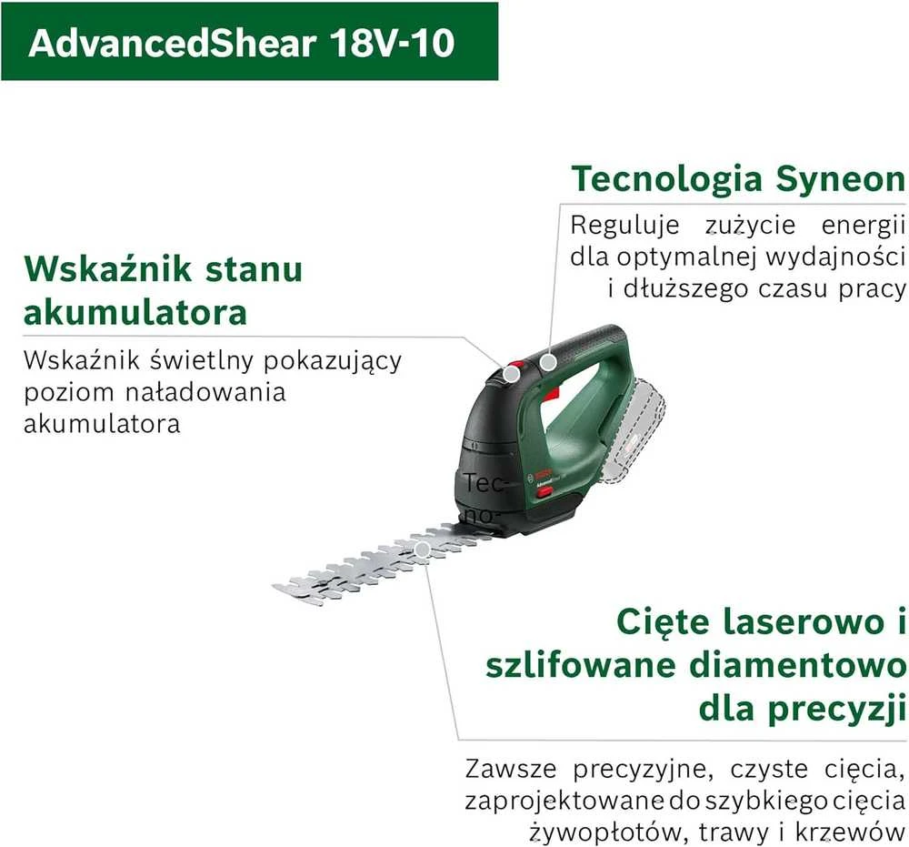 Krūmų ir žolės akumuliatorinių žirkių rinkinys Bosch Advanced Shear 18V-10 Be akumuliatoriaus ir kroviklio